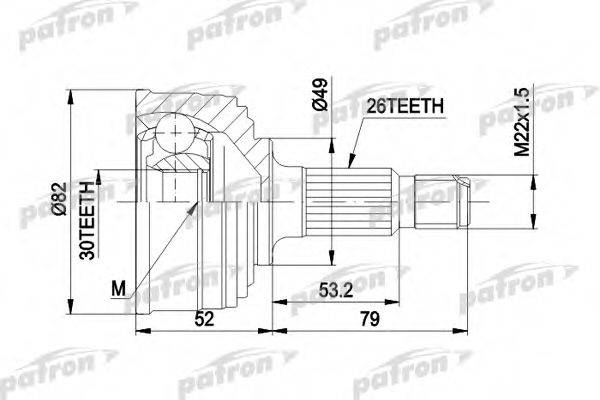 PATRON PCV1054 Шарнірний комплект, приводний вал