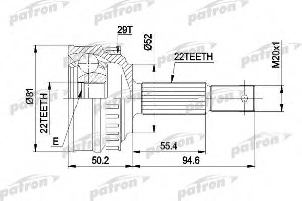 PATRON PCV1056 Шарнірний комплект, приводний вал