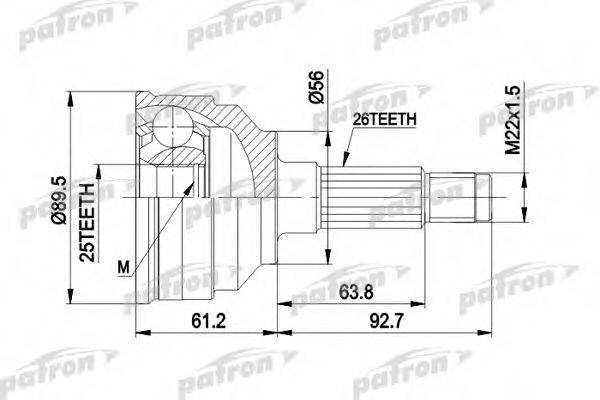 PATRON PCV1059 Шарнірний комплект, приводний вал