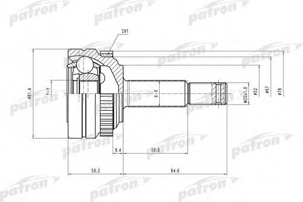 PATRON PCV1118 Шарнірний комплект, приводний вал