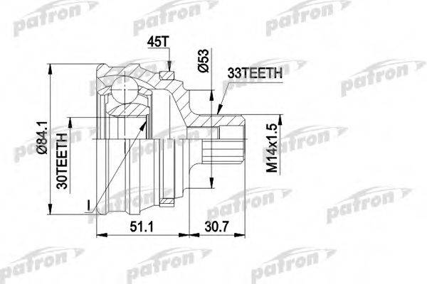 PATRON PCV1122 Шарнірний комплект, приводний вал