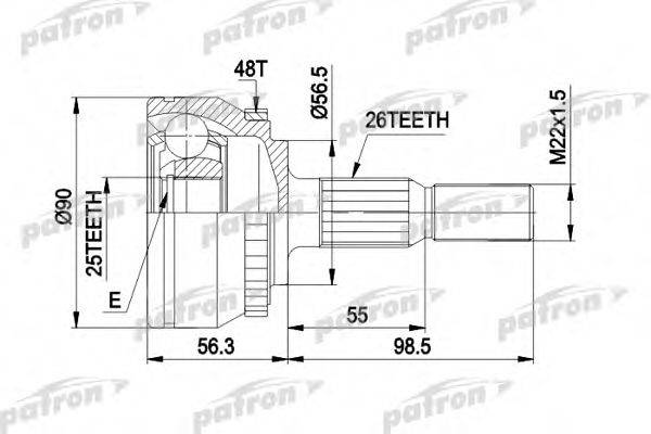 PATRON PCV1133 Шарнірний комплект, приводний вал