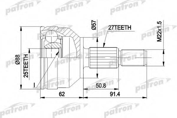 PATRON PCV1202 Шарнірний комплект, приводний вал