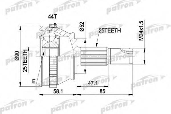 PATRON PCV1212 Шарнірний комплект, приводний вал