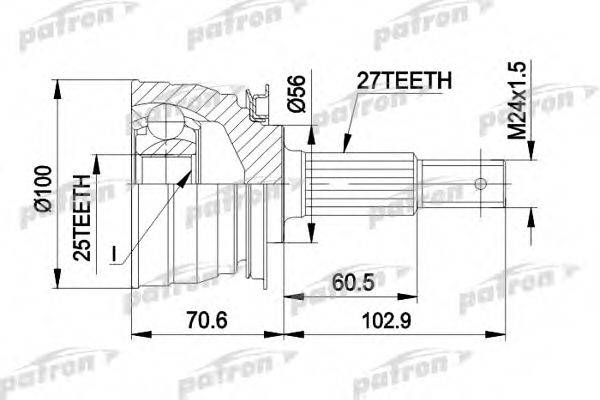 PATRON PCV1249 Шарнірний комплект, приводний вал