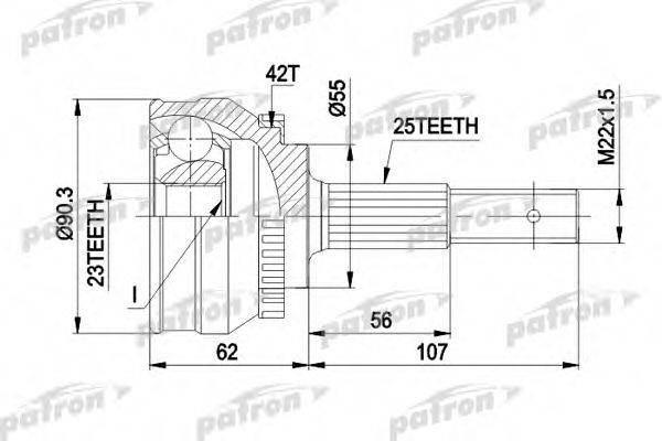 PATRON PCV1275 Шарнірний комплект, приводний вал