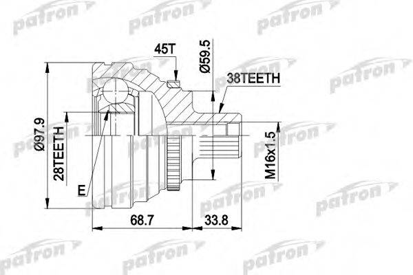 PATRON PCV1277 Шарнірний комплект, приводний вал