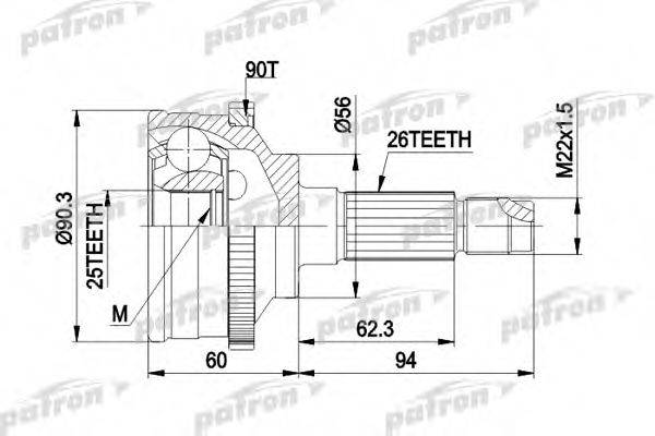 PATRON PCV1278 Шарнірний комплект, приводний вал