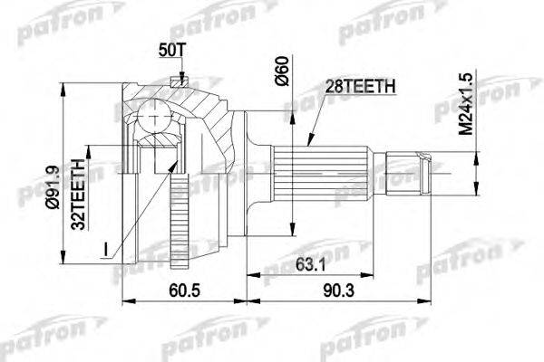PATRON PCV1284 Шарнірний комплект, приводний вал