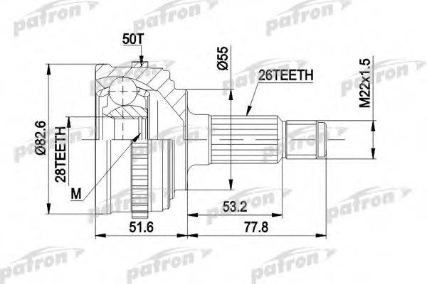 PATRON PCV1301 Шарнірний комплект, приводний вал
