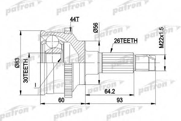 PATRON PCV1304A Шарнірний комплект, приводний вал