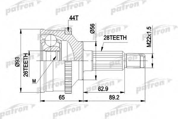PATRON PCV1328 Шарнірний комплект, приводний вал