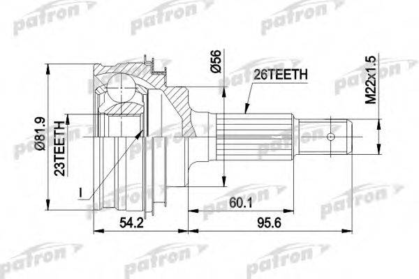 PATRON PCV1346 Шарнірний комплект, приводний вал