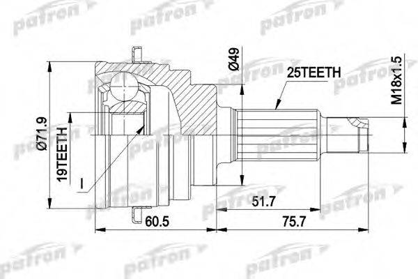 PATRON PCV1365 Шарнірний комплект, приводний вал