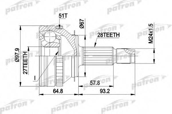 PATRON PCV1371 Шарнірний комплект, приводний вал
