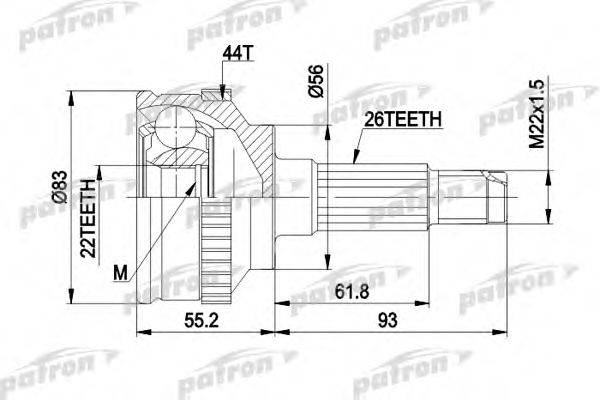 PATRON PCV1372 Шарнірний комплект, приводний вал