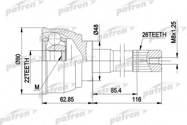 PATRON PCV1380 Шарнірний комплект, приводний вал