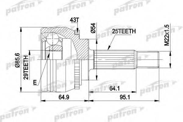 PATRON PCV1385 Шарнірний комплект, приводний вал