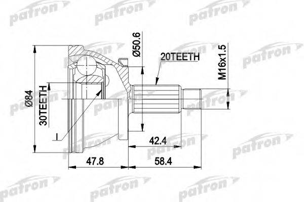 PATRON PCV1403 Шарнірний комплект, приводний вал
