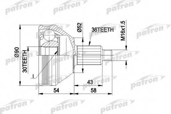 PATRON PCV1414 Шарнірний комплект, приводний вал