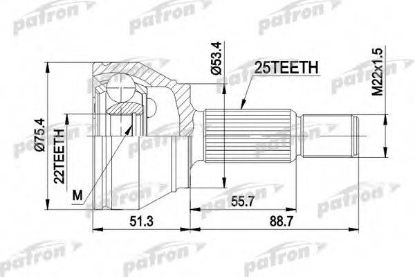 PATRON PCV1432 Шарнірний комплект, приводний вал
