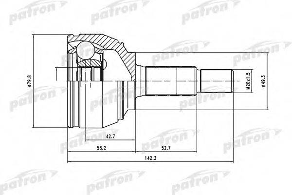 PATRON PCV1443 Шарнірний комплект, приводний вал