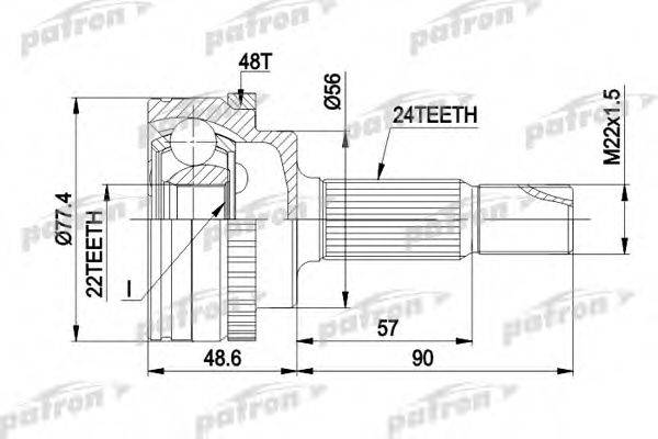 PATRON PCV1447 Шарнірний комплект, приводний вал