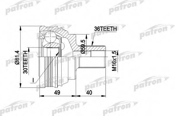 PATRON PCV1465 Шарнірний комплект, приводний вал