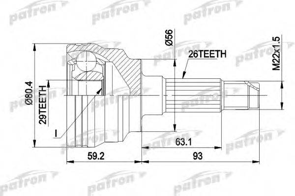 PATRON PCV1472 Шарнірний комплект, приводний вал