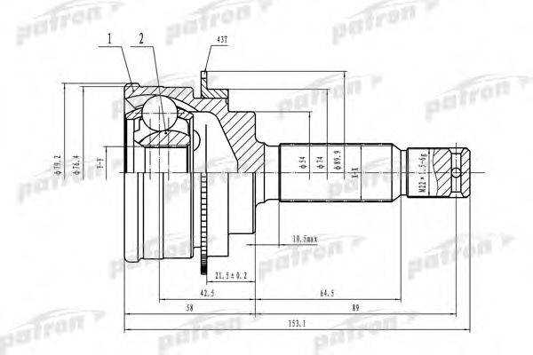 PATRON PCV1639 Шарнірний комплект, приводний вал