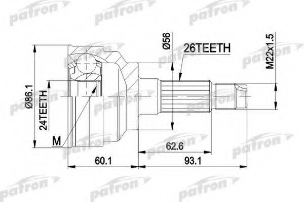 PATRON PCV3025 Шарнірний комплект, приводний вал