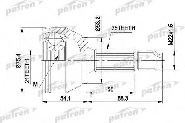 PATRON PCV3385 Шарнірний комплект, приводний вал