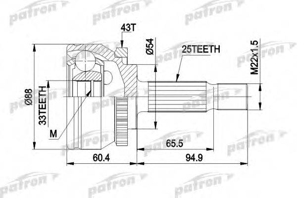 PATRON PCV3416 Шарнірний комплект, приводний вал