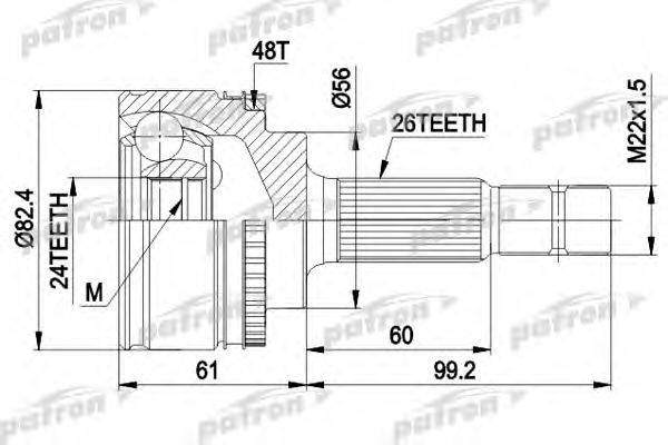 PATRON PCV3445 Шарнірний комплект, приводний вал