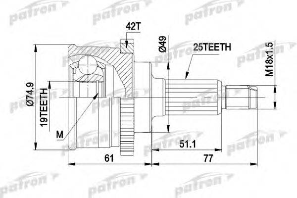 PATRON PCV3741 Шарнірний комплект, приводний вал