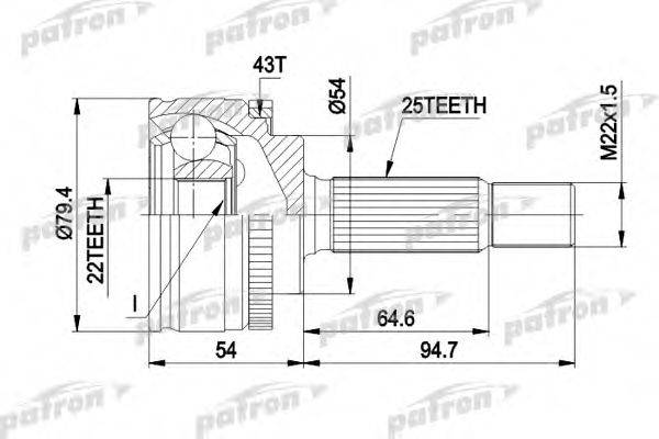 PATRON PCV4306 Шарнірний комплект, приводний вал