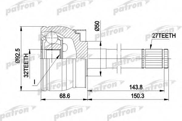 PATRON PCV5032 Шарнірний комплект, приводний вал