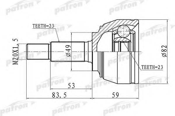 PATRON PCV1667 Шарнірний комплект, приводний вал