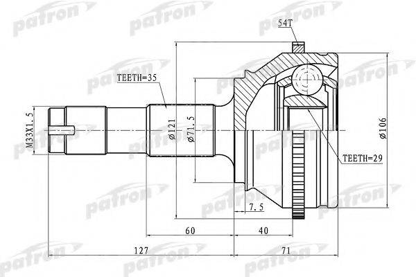 PATRON PCV1334 Шарнірний комплект, приводний вал