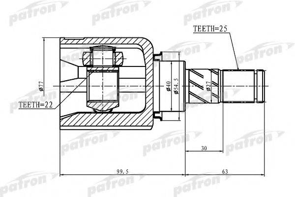 PATRON PCV1405 Шарнірний комплект, приводний вал