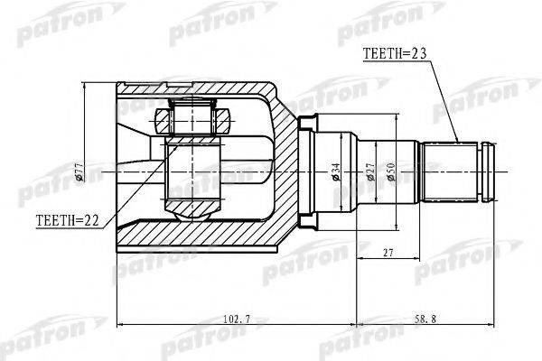 PATRON PCV1439 Шарнірний комплект, приводний вал