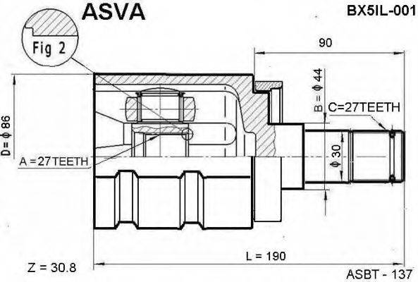 ASVA BX5IL001 Шарнірний комплект, приводний вал