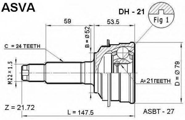 ASVA DH21 Шарнірний комплект, приводний вал