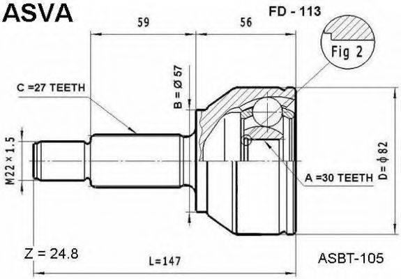ASVA FD113 Шарнірний комплект, приводний вал