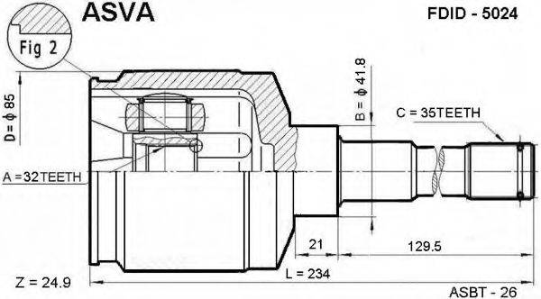 ASVA FDID5024 Шарнірний комплект, приводний вал