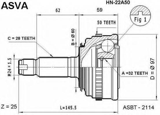 HONDA 44010-SM4-N52 Шарнірний комплект, приводний вал
