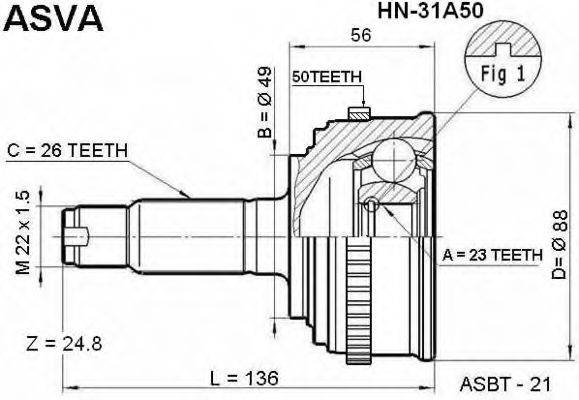 HONDA 44010-SH9-970 Шарнірний комплект, приводний вал