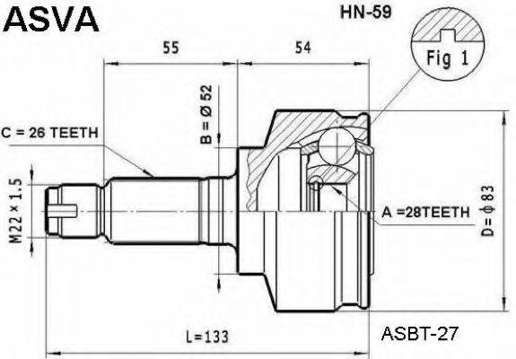 HONDA 44014-SAA-010 Шарнірний комплект, приводний вал