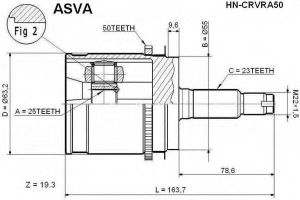 ASVA HNCRVRA50 Шарнірний комплект, приводний вал