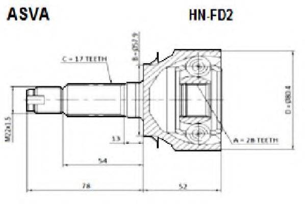 ASVA HNFD2 Шарнірний комплект, приводний вал